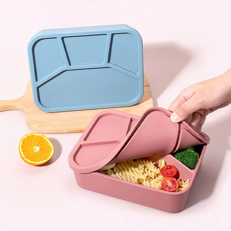 

Japanese Style Silicone Sealed Fresh-Keeping Box Large Capacity And Convenient Food Grade BPA free Separated Lunch Box With Lid