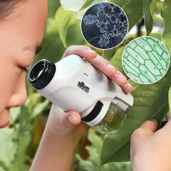 Children Microscope with Light Portable Handheld Outdoor Exploration STEM School Biological Science Experiment Educational Toys