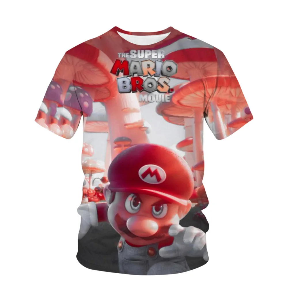 

Super Mario Brothers Boys and Girls T-shirt 2024 Summer New 3D Printed Cartoon Children's Clothing Nintendo Game Mario Brothers