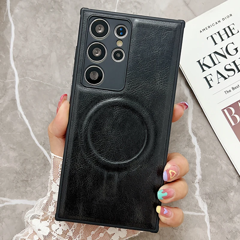 Luxury High Quality Leather For Magsafe Wireless Charging Case For Samsung Galaxy S23 S22 S21 Ultra Plus Shockproof Cover Cases
Luxury High Quality Leather For Magsafe Wireless Charging Case For Samsung Galaxy S23 S22 S21 Ultra Plus Shockproof Cover Cases