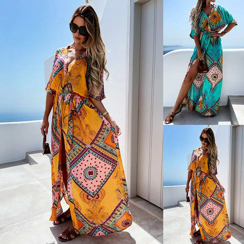 Beach Print Dress 2023Autumn Single Belted Waist Long Cardigan Dresses For Women V-Neck Bohemia Elegant Midi Party Vestidos Lady
Beach Print Dress 2023Autumn Single Belted Waist Long Cardigan Dresses For Women V-Neck Bohemia Elegant Midi Party Vestidos Lady