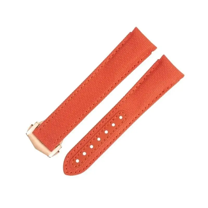 

HAODEE 20mm Orange Nylon Fabric Watchband Fit For Omega Strap For AT150 Seamaster 300 Planet Ocean De Ville Speedmaster Curved