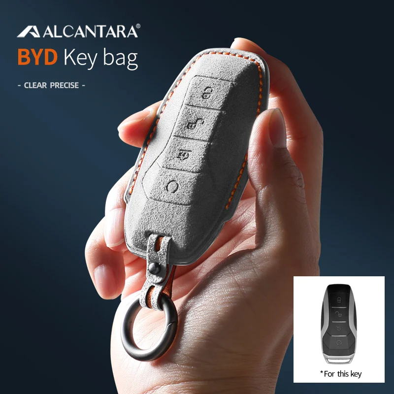 

For BYD EA1 Han EV Qin Song Plus Dmi Yuan Plus Tang Atto 3 EV Alcantara Leather Key Cover Keychain Key Case for Car Accessories