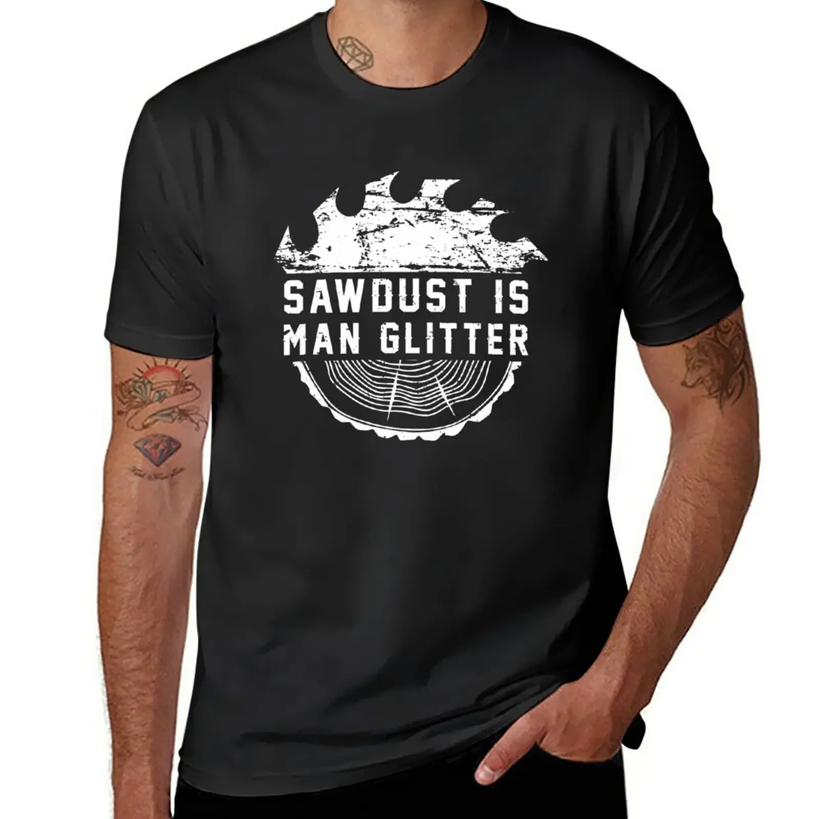 

Sawdust is man glitter - funny carpenter woodworking lover Fathers Day gift retro saw T-Shirt hippie clothes men clothes