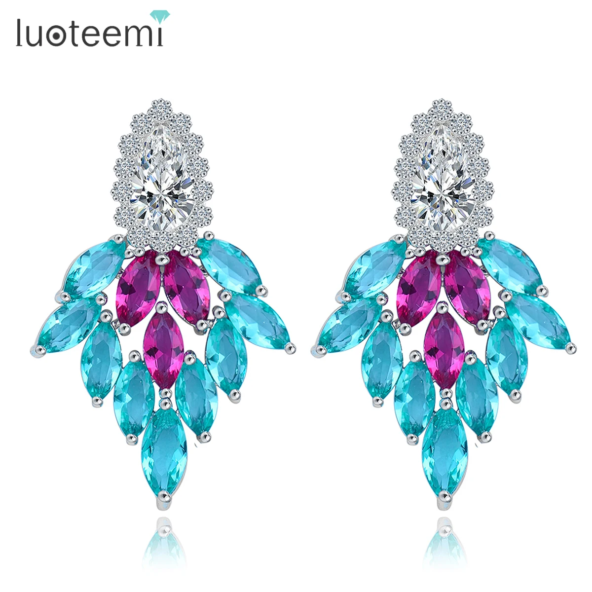 LUOTEEMI Brand Vintage Leaf Shape Drop Earrings Red Light Blue Zirconia White Gold Color Delicate Jewelry Women Christmas Gift
LUOTEEMI Brand Vintage Leaf Shape Drop Earrings Red Light Blue Zirconia White Gold Color Delicate Jewelry Women Christmas Gift