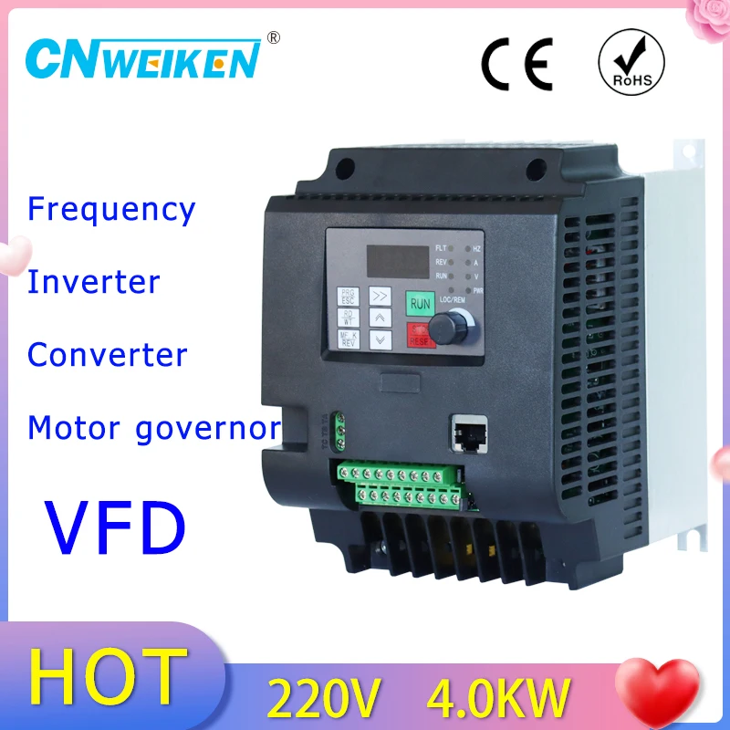 

Frequency Converter VFD Inverter 1.5KW/2.2KW/4KW Single phase 220v Input and three-phase 220V/380V Output motor speed controller