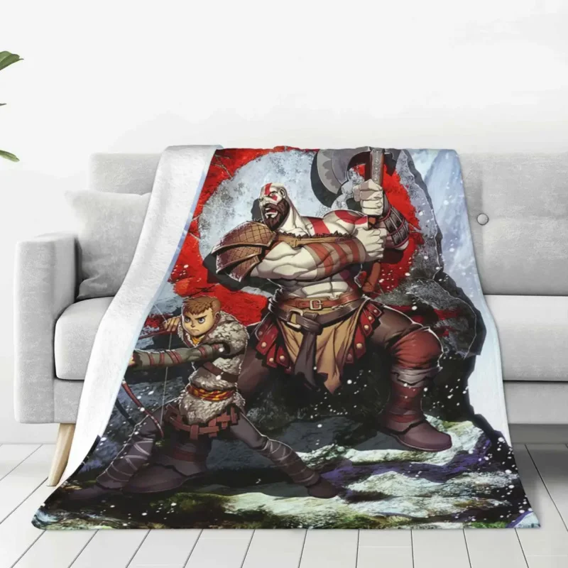 

Фланелевое Одеяло с изображением воина бога войны Кратоса, приключения, игровые одеяла на заказ, покрывала для кровати, дивана, покрывало 125*100 см