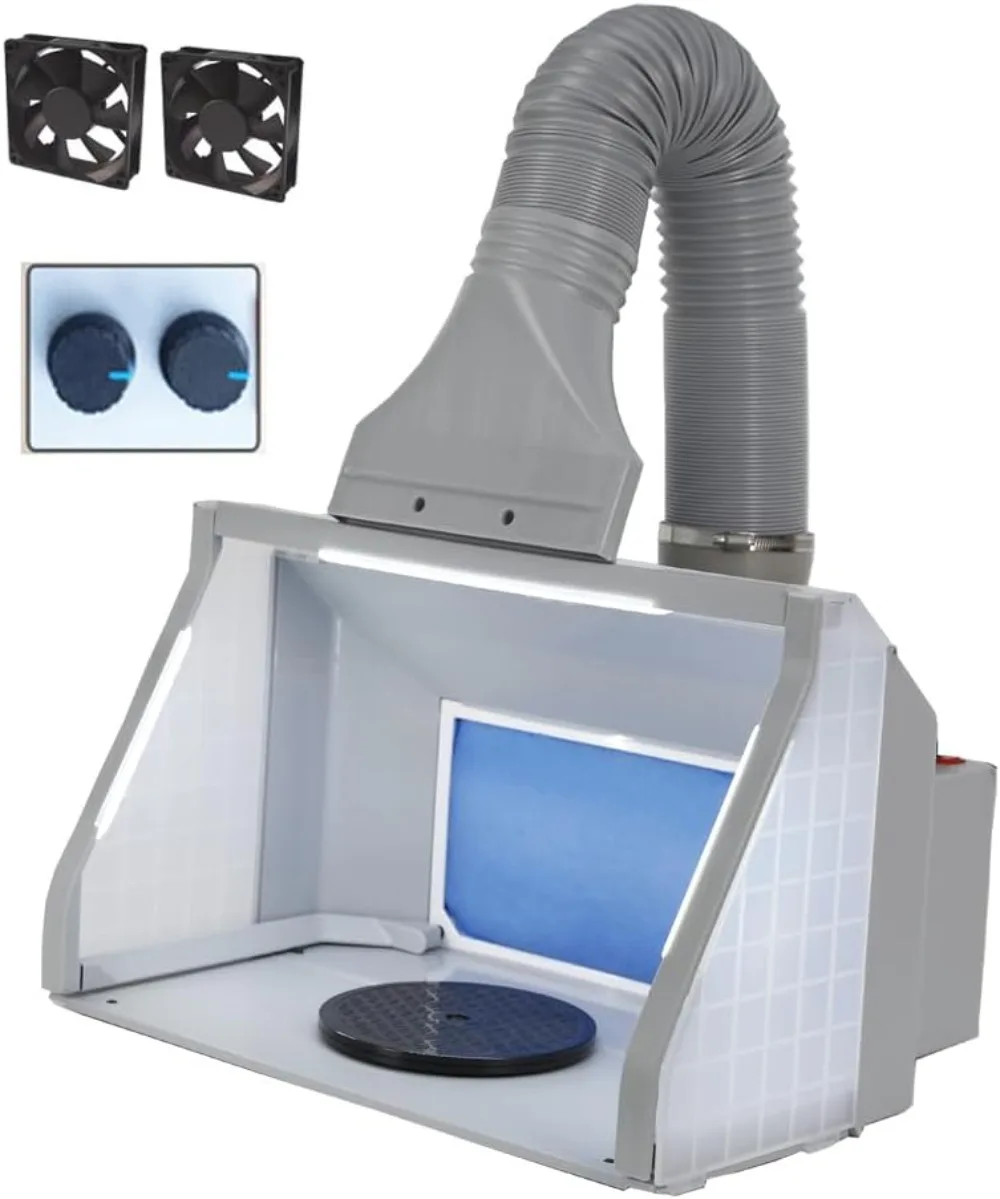 OPHIR Double Fans Airbrush Spray Booth Kit Portable Airbrush Paint Booth with Filter LED Lights and Adjustable Knobs for Model P
OPHIR Double Fans Airbrush Spray Booth Kit Portable Airbrush Paint Booth with Filter LED Lights and Adjustable Knobs for Model P