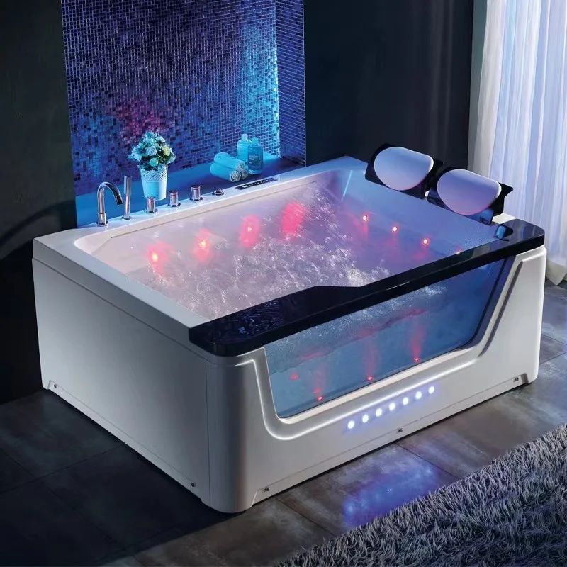 

Acrylic Indoor Freestanding Waterfall Whirlpool Spa Bathtub Massage Hot Tub Pool With Computer Remote Control