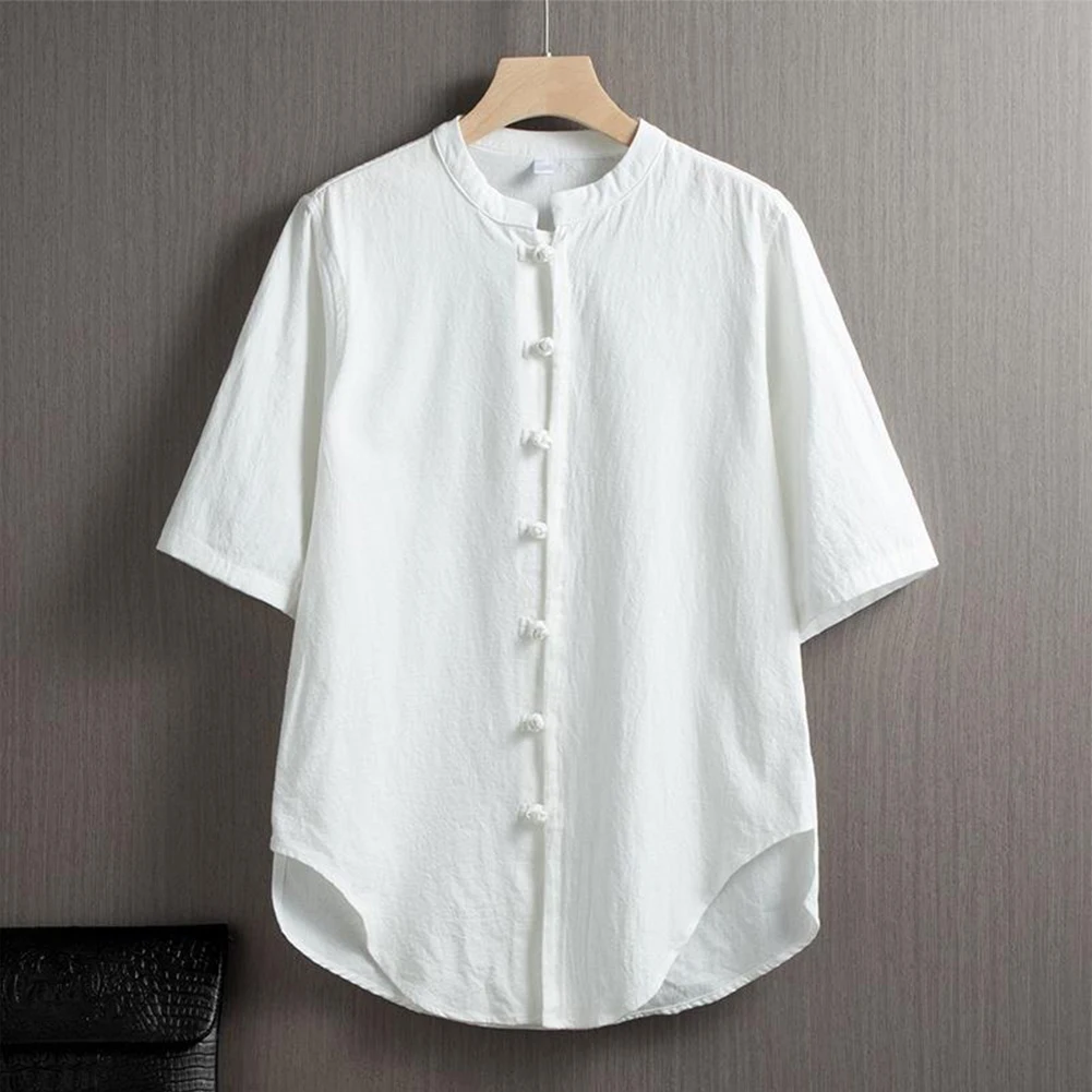 Men Summer Chinese Tang Style Shirt Stand Collar Vintage Solid Color Cotton Linen Blouse Short Sleeve Button Top Male Shirts
Men Summer Chinese Tang Style Shirt Stand Collar Vintage Solid Color Cotton Linen Blouse Short Sleeve Button Top Male Shirts