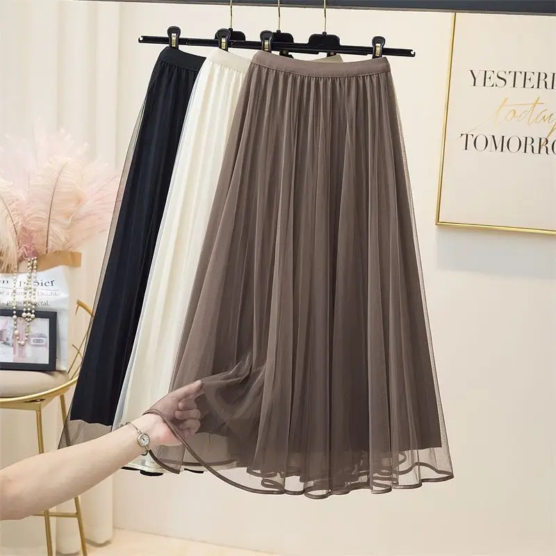 Women 2024 Autumn Winter New Fashion High Waist Long Female Solid Color Pleated Skirts Ladies Loose Casual Mesh Skirt O700
Women 2024 Autumn Winter New Fashion High Waist Long Female Solid Color Pleated Skirts Ladies Loose Casual Mesh Skirt O700