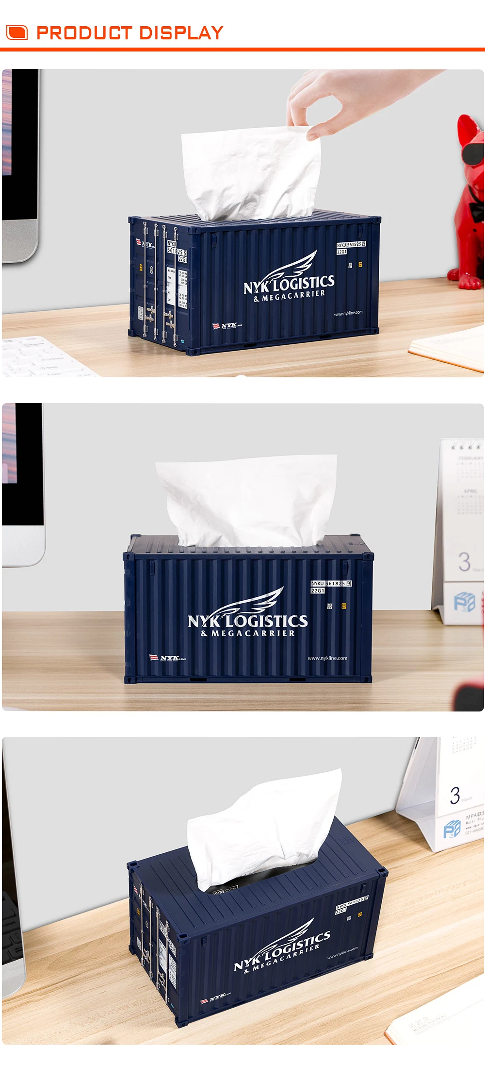 Generic Mini Shipping Container Model Car Tissue Box Custom Desktop