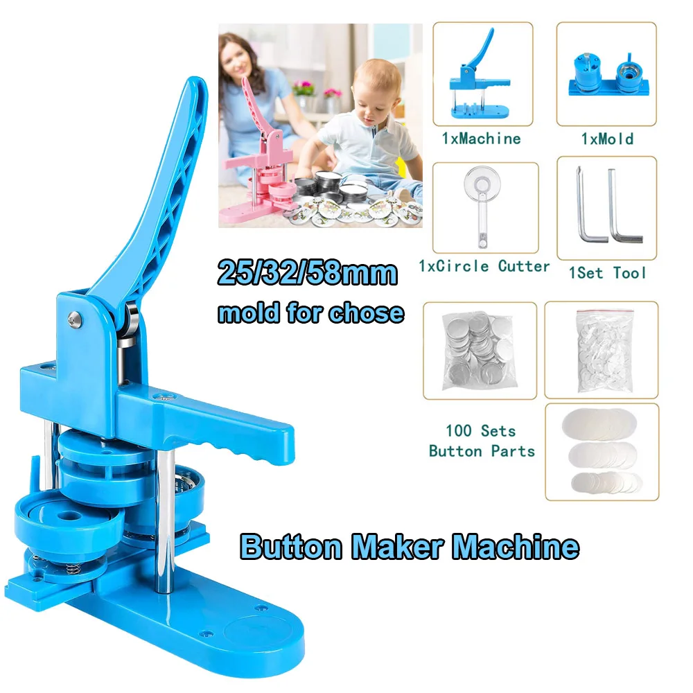 25/32/58MM Button Maker Machine Multiple-Size DIY Badges 100 Set Button Maker Supplies&Circle Cutter Pin Press Machine
25/32/58MM Button Maker Machine Multiple-Size DIY Badges 100 Set Button Maker Supplies&Circle Cutter Pin Press Machine