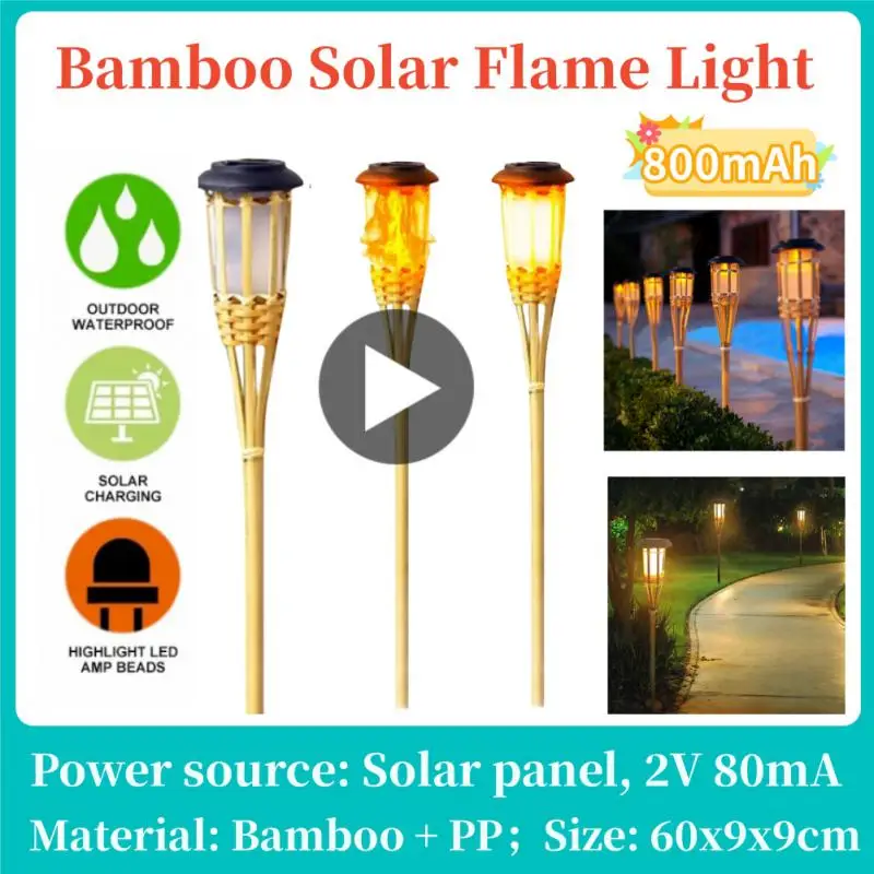 

Лампы на солнечной батарее, лампа с эффектом пламени, ручная работа, бамбуковое водонепроницаемое садовое освещение, газонные фонарики, двор, ландшафт, внешнее освещение