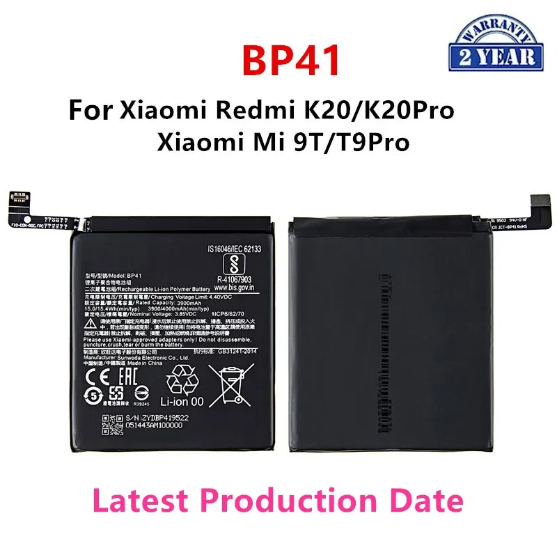 

100% Orginal BP41 4000mAh Battery For Xiaomi Redmi K20 K20 Pro / Xiaomi Mi 9T T9 Pro BP41 Phone Replacement Batteries