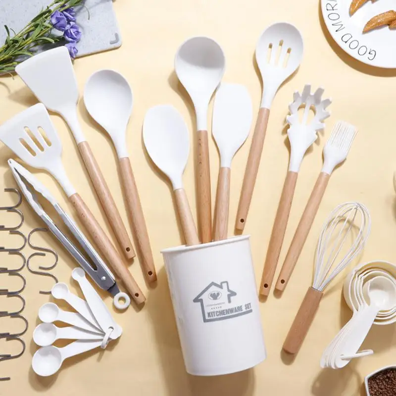 Silicone Cooking Utensils Set Heat Resistant Cookware Set 33pcs Fried Spoon Frying Spatula Cooking Tool Set Kitchenware Accesso
Silicone Cooking Utensils Set Heat Resistant Cookware Set 33pcs Fried Spoon Frying Spatula Cooking Tool Set Kitchenware Accesso