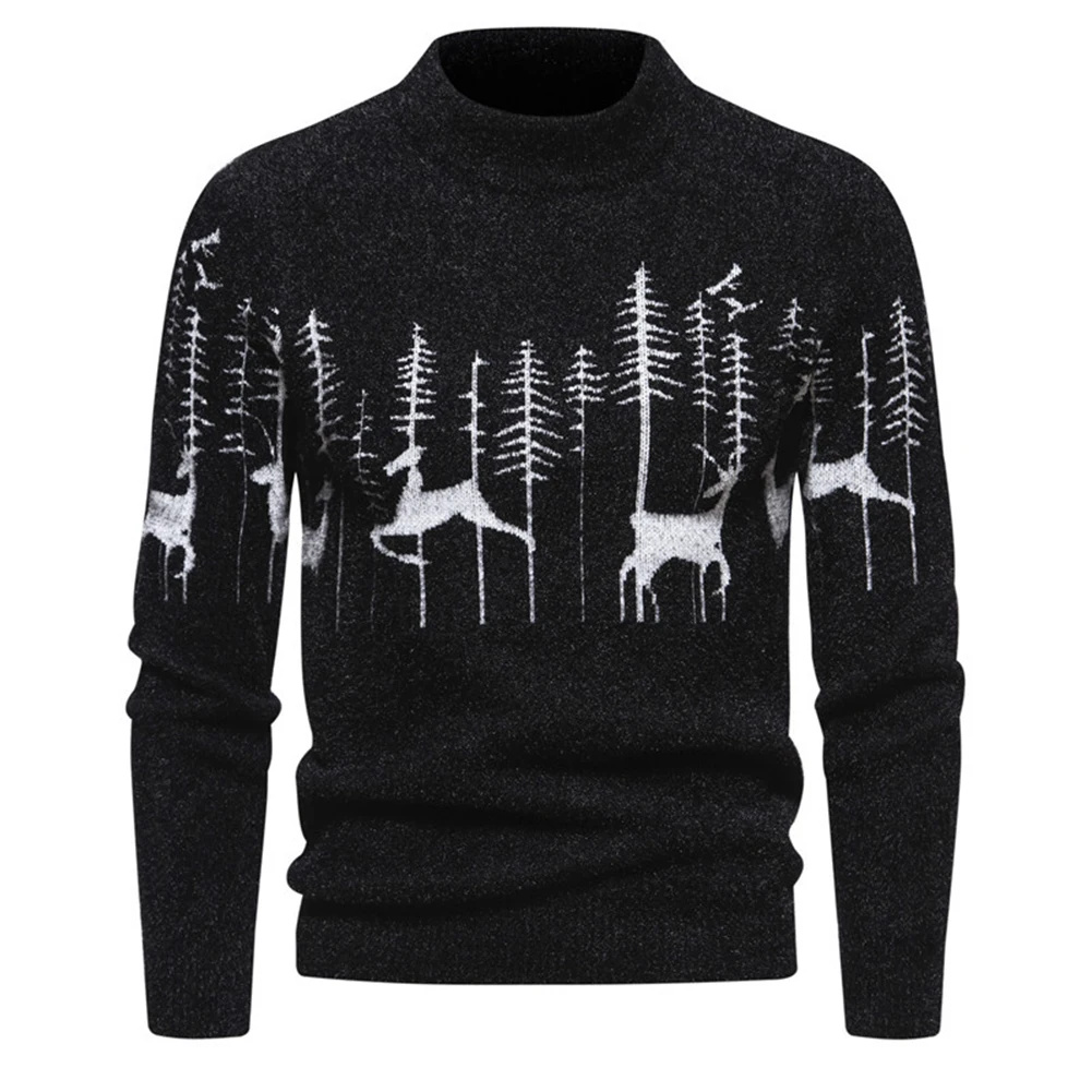 

New Men's Sweaters Christmas Elk Deer O-Neck Knit Pullovers Party Casual Long Sleeve Sweater Jumpers Knitwear Tops Men Clothes