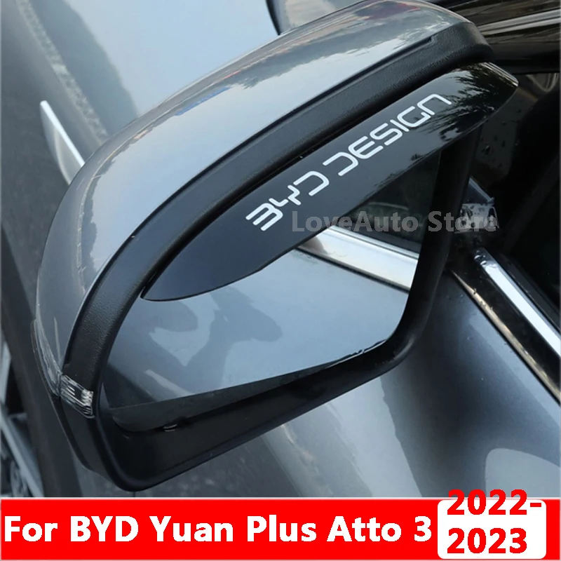 

For BYD Yuan Plus Atto 3 2021 2022 2023 Car Rearview Mirror Rain Eyebrow Visor Rain Shield Protector Cover Decoration Accessorie