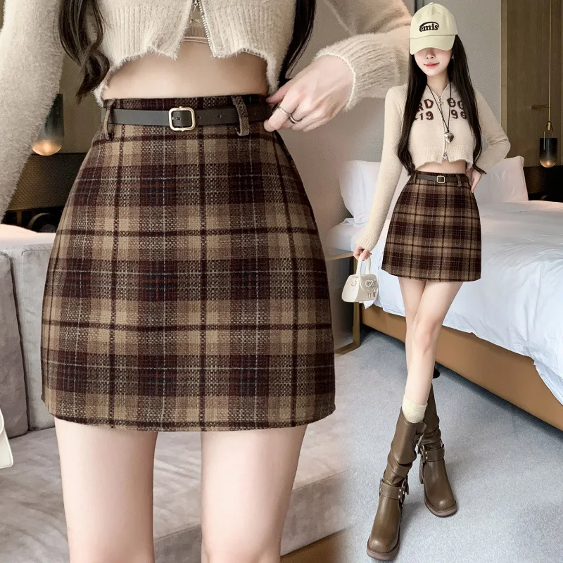 WomenAutumn Winter 2023 New Arrival Plaid Woolen A line Skirt High Waist Slim Fit Mini SkirtPencil Skirt Design
WomenAutumn Winter 2023 New Arrival Plaid Woolen A line Skirt High Waist Slim Fit Mini SkirtPencil Skirt Design