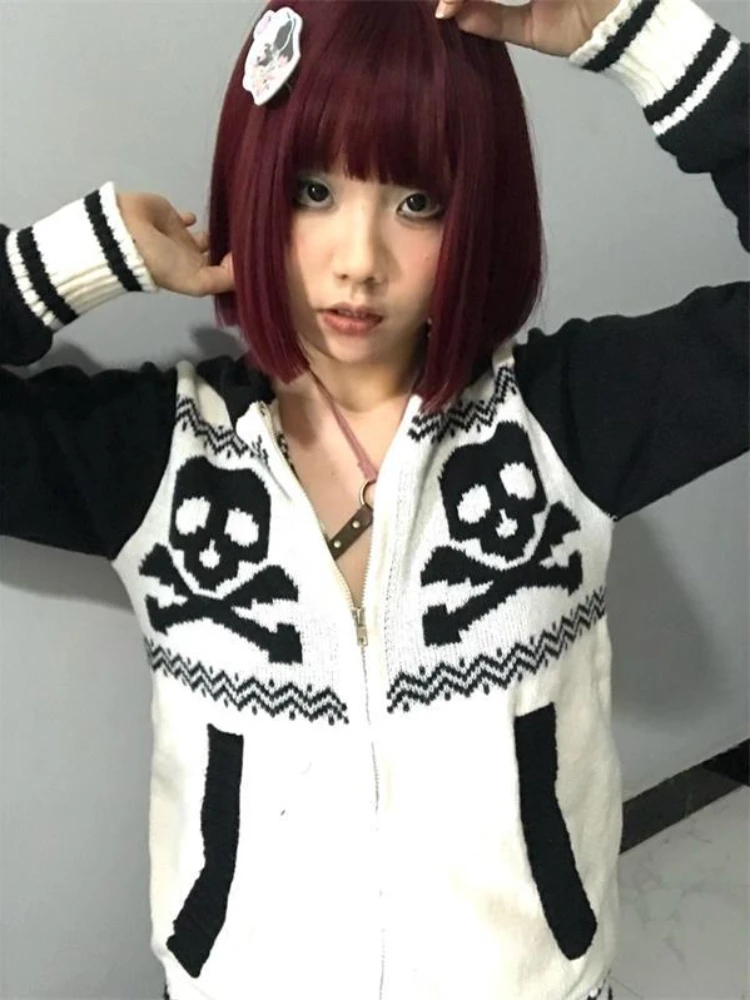 ADAgirl Goth Skull Graphic Sweater Women Skeleton Print Pullover Zipper Gothic Style Japan Fashion Grunge Y2k Aesthetics Clothes
ADAgirl Goth Skull Graphic Sweater Women Skeleton Print Pullover Zipper Gothic Style Japan Fashion Grunge Y2k Aesthetics Clothes