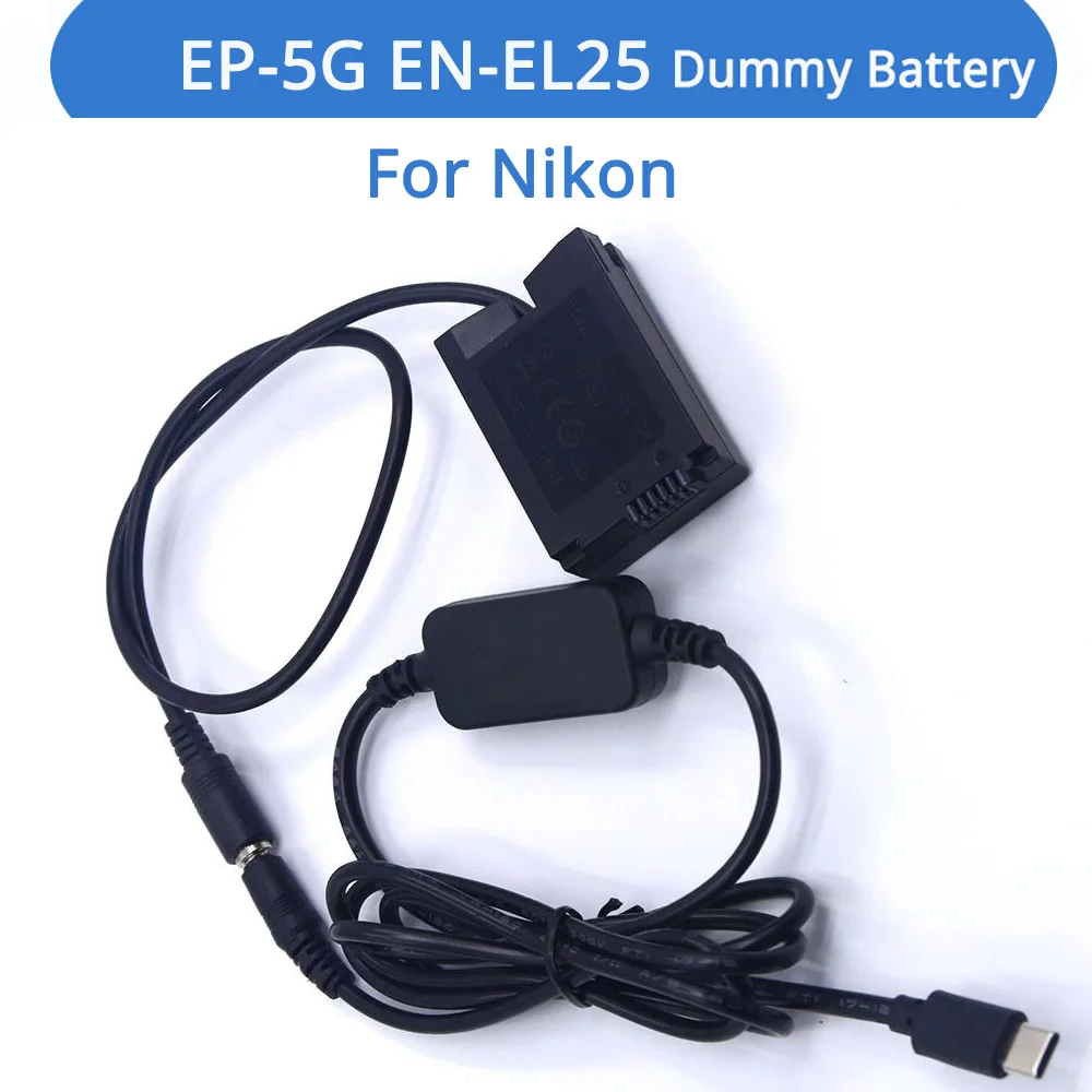 USB Type-C PD Power Bank Cable EP-5G DC Coupler EH-5 MH-32 EN-EL25 Dummy Battery For Nikon Z50 ZFC Cameras
USB Type-C PD Power Bank Cable EP-5G DC Coupler EH-5 MH-32 EN-EL25 Dummy Battery For Nikon Z50 ZFC Cameras