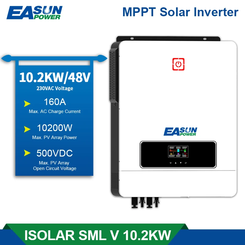 EASUN POWER 10.2KW Hybrid Solar Inverter MPPT 180A Solar Controller On-Grid Pure Sine Wave Inverter 48V 230V PV 500VDC And WIFI
EASUN POWER 10.2KW Hybrid Solar Inverter MPPT 180A Solar Controller On-Grid Pure Sine Wave Inverter 48V 230V PV 500VDC And WIFI