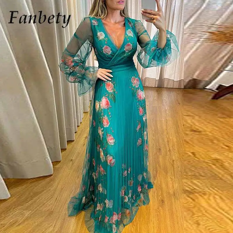 Autumn Mesh Perspective Long Sleeve Splicing Party Dress Elegant Floral Print Pleated Dress Women Fashion V-Neck Bohemian Dress
Autumn Mesh Perspective Long Sleeve Splicing Party Dress Elegant Floral Print Pleated Dress Women Fashion V-Neck Bohemian Dress