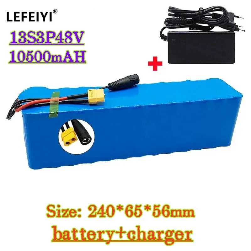 

48V Iithium-ion Battery, 800W Connector, 13S3P XT6010500mAh, 54.6V Electric Bicycle, Sold with Battery and Charger