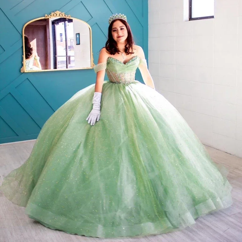 New Arrivals Mint Green Quinceanera Dresses Mexican Off the Shoulder Ball Gown Princess Long Sweet 16 Prom Dress 15 year Old
New Arrivals Mint Green Quinceanera Dresses Mexican Off the Shoulder Ball Gown Princess Long Sweet 16 Prom Dress 15 year Old