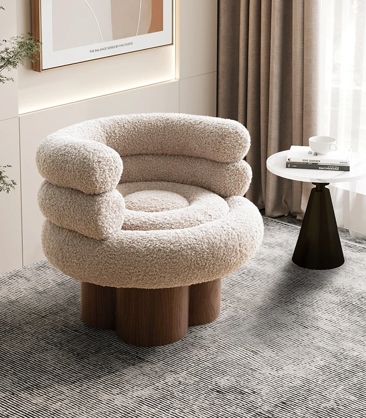 

Online celebrity fluffy suede single person sofa living room small apartment simple modern fabric shaped cloud cake chair