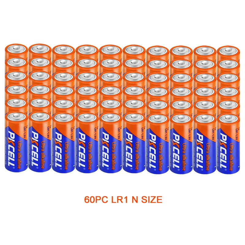 60PC PKCELL Size N 1.5V Alkaline Battery LR1 MN9100 E90 For Toys Wireless microphone, toy remote control wireless doorbell
60PC PKCELL Size N 1.5V Alkaline Battery LR1 MN9100 E90 For Toys Wireless microphone, toy remote control wireless doorbell