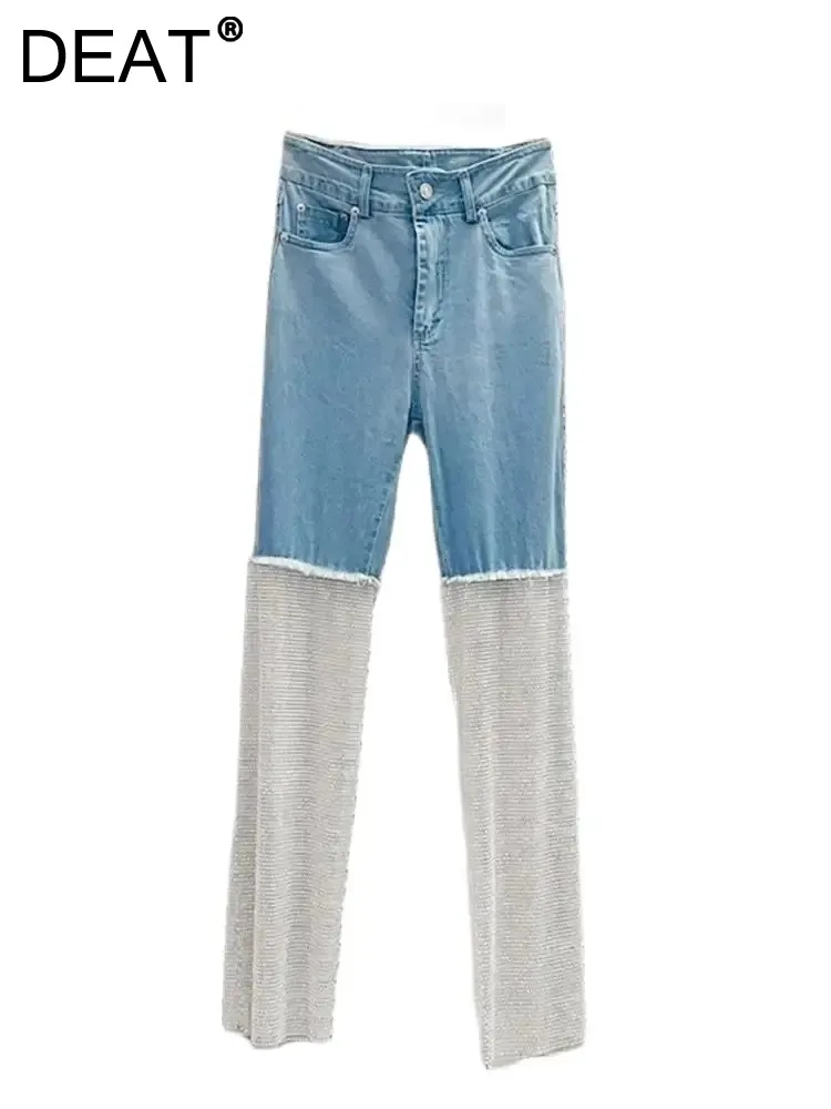 DEAT Women's Jeans High Waist Diamond Hollow Out Patchwork Design Straight Wide Leg Denim Pants 2024 Spring New Fashion 29L6214
DEAT Women's Jeans High Waist Diamond Hollow Out Patchwork Design Straight Wide Leg Denim Pants 2024 Spring New Fashion 29L6214