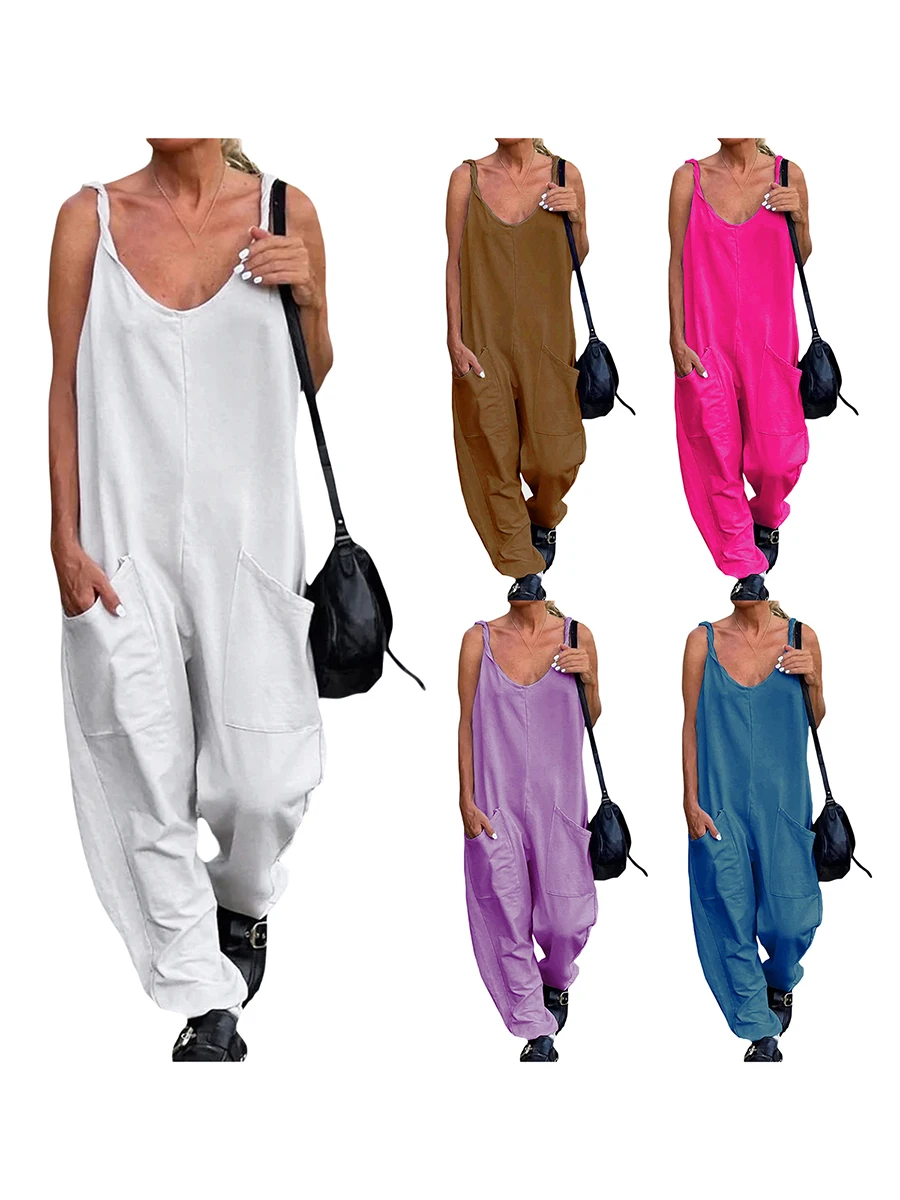 Women's Summer Loose Bib Overalls Fashion Solid Color Baggy Cargo Jumpsuit Romper Pants with Pockets Streetwear
Women's Summer Loose Bib Overalls Fashion Solid Color Baggy Cargo Jumpsuit Romper Pants with Pockets Streetwear