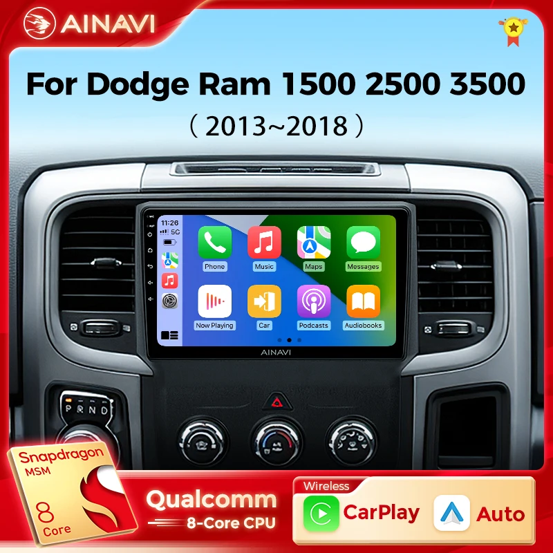 Ainavi Car Radio Multimedia Player For Dodge Ram 1500 2500 3500 2013-2018 Wireless Carplay Android Auto Car Stereo 48EQ GPS DSP
Ainavi Car Radio Multimedia Player For Dodge Ram 1500 2500 3500 2013-2018 Wireless Carplay Android Auto Car Stereo 48EQ GPS DSP