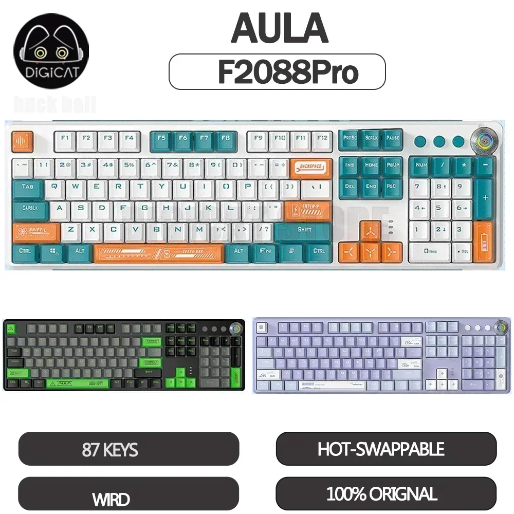 

Aula F2088 Pro Mechanical Keyboard Wired Keyboard Gaming Keyboard With Magnetic Suction Cover Hot Swap Rgb Custom Keyboards Gift