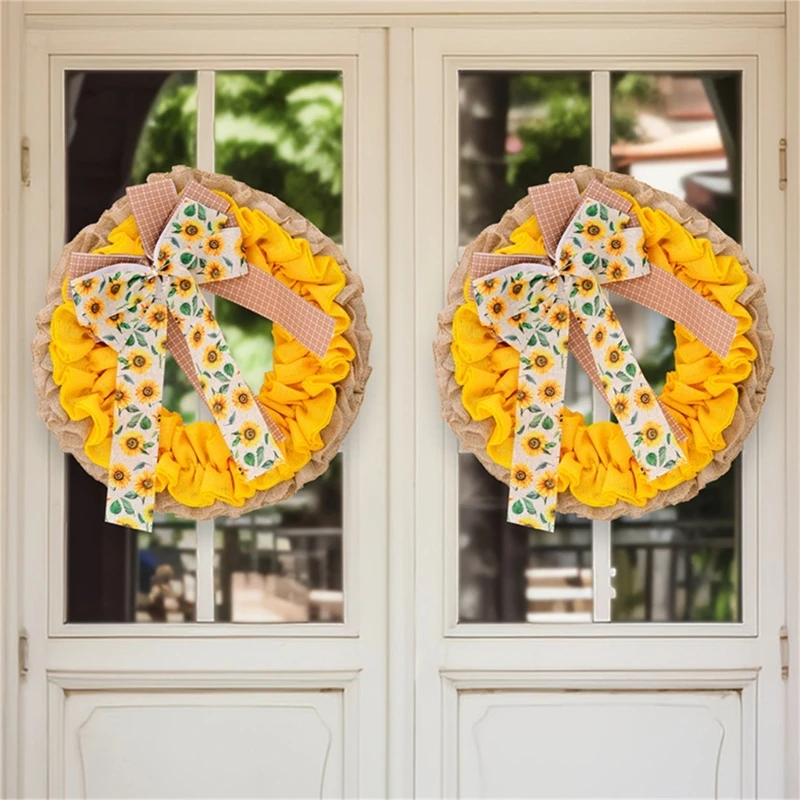 Летний весенний венок для входной двери, венок из подсолнухов с бантами, венок из мешковины 14,96 дюйма 
Летний весенний венок для входной двери, венок из подсолнухов с бантами, венок из мешковины 14,96 дюйма