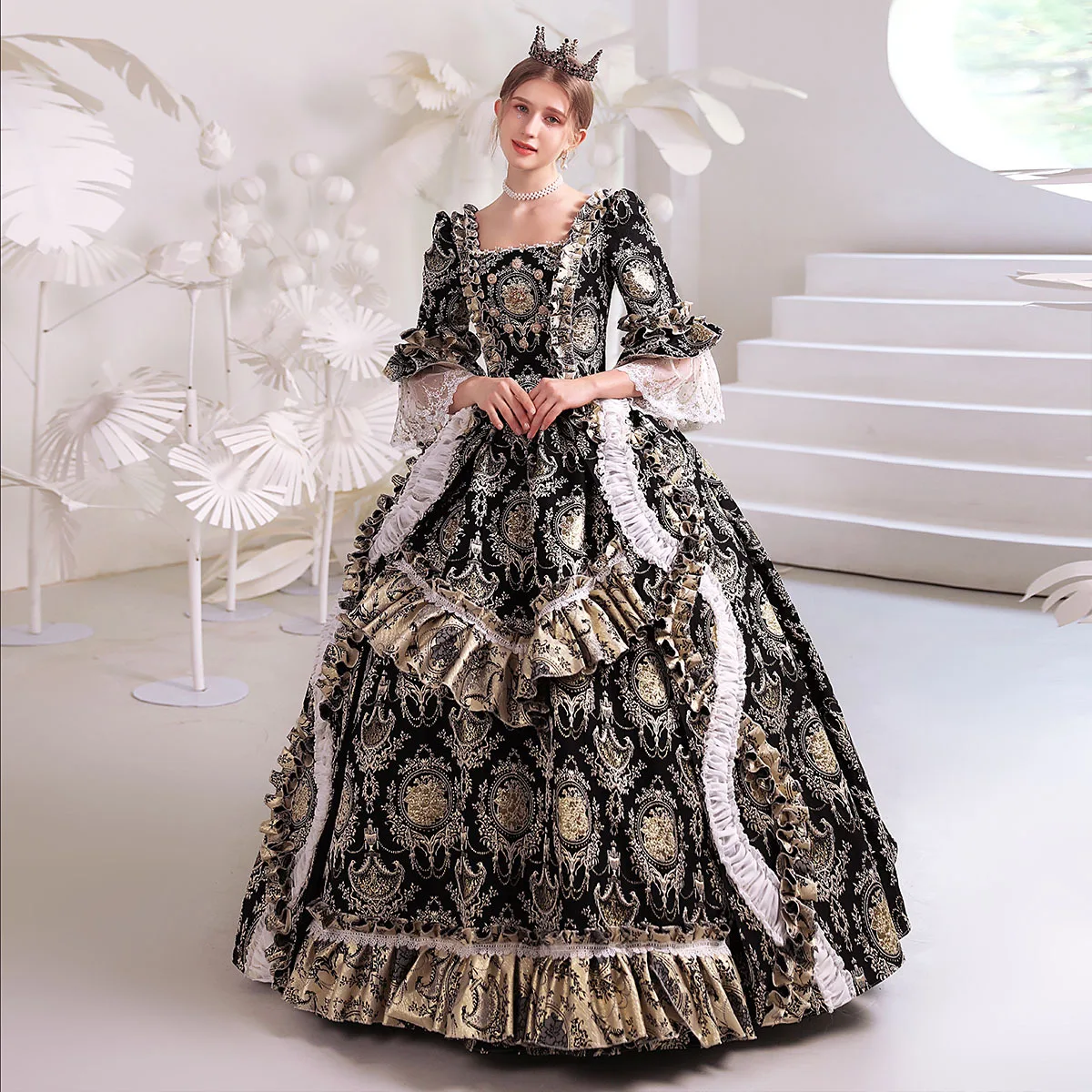 

GUXQD Ball Gown Baroque 18th Medieval Women Evening Dresses Renaissance Victorian Prom Party Birthday Masquerade Theater Gown