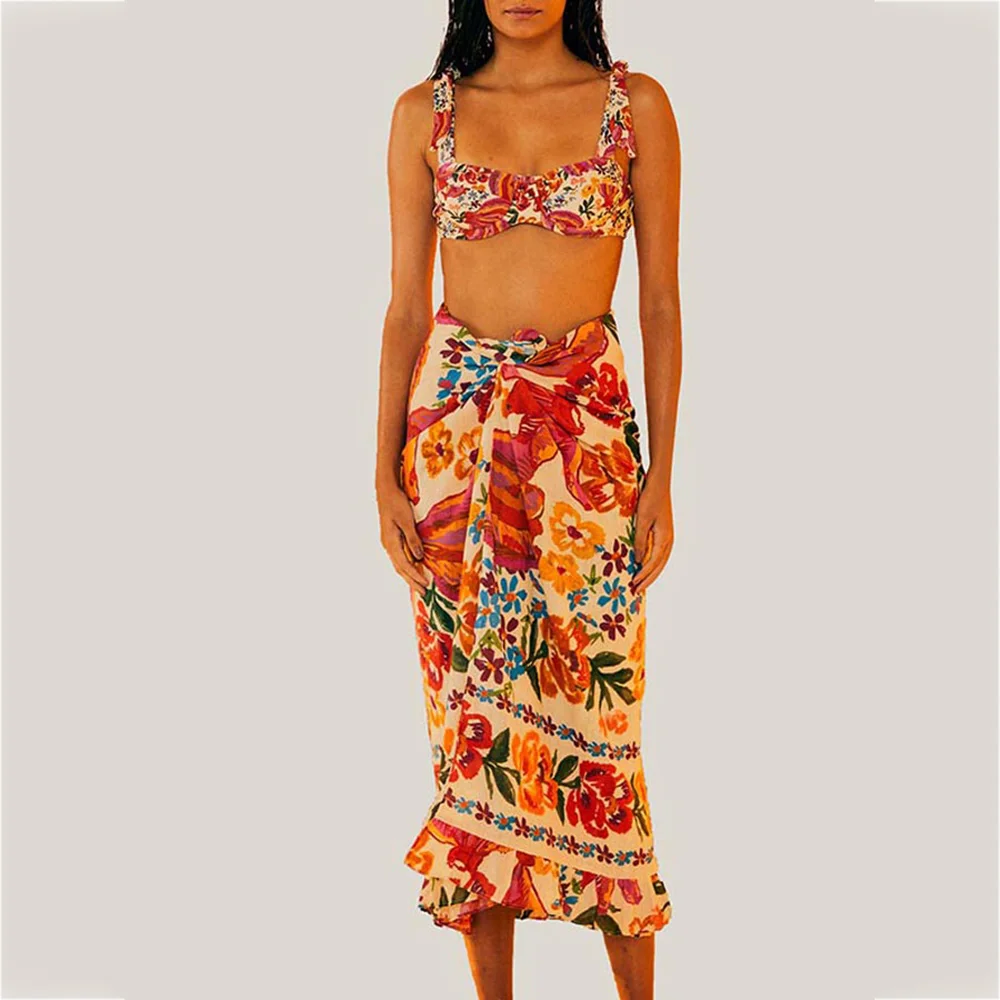 Romantic Vintage Printed Lace-Up Tankini Bikini Cover Up Women's Two Piece Swimsuits Luxury Swimwear Bathing Suit Beachwear 2023 
Romantic Vintage Printed Lace-Up Tankini Bikini Cover Up Women's Two Piece Swimsuits Luxury Swimwear Bathing Suit Beachwear 2023