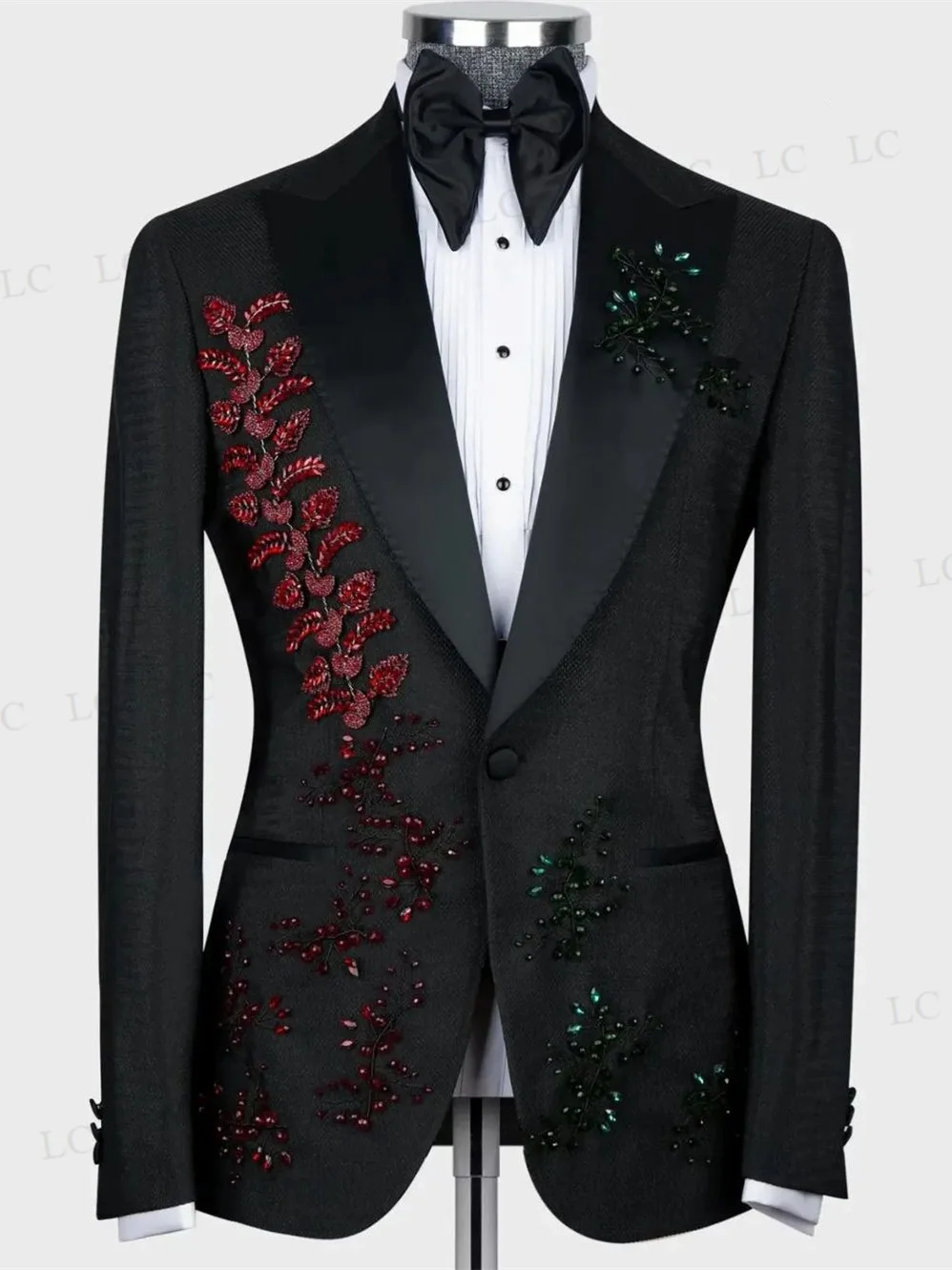 

Shiny Men Suits 2 Pieces Blazer Pants Beadings Diamonds Party Crystals Tuxedo One Button Wedding Groom Plus Size Custom Made