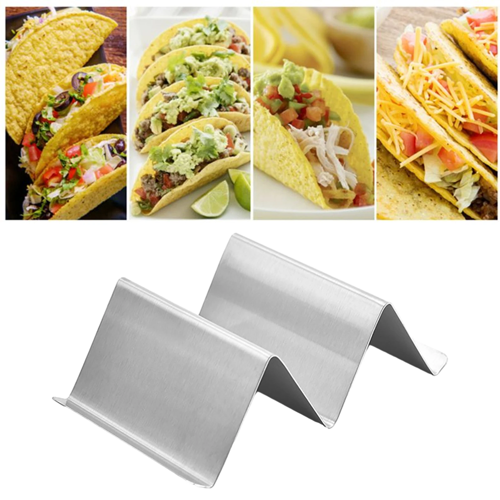 

1PCS Stainless Steel Taco Holder Safe For The Grill Oven Dishwasher Solid Kitchen Multifunctional Food Bracket 6.1x3.94inches