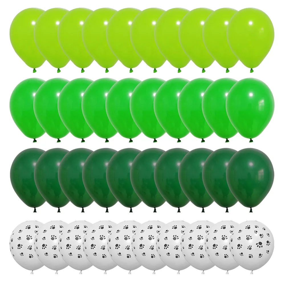 

40 Pcs Green Latex Dog Tiger Paw Balloons Jungle Animals Theme Kids Boy Happy Birthday Party Decorations Baby Shower Supplies