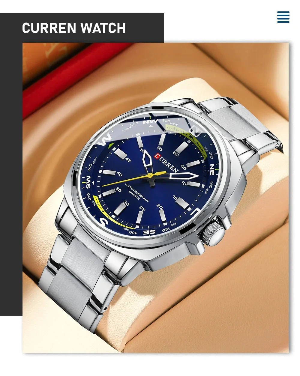 

Men's Watch Casual Stainless Steel Braclete Quartz Wristwatches CURREN Brand Simple Luxury Design Waterproof Clock Reloj Hombre