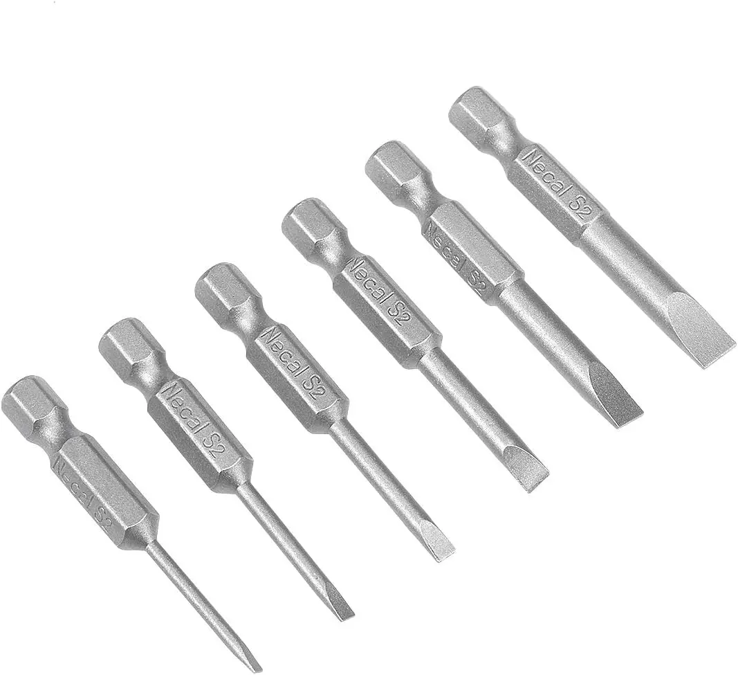 Kidisoii 6pcs 1/4 Inch Hex Shank SL2-SL6 Slotted Head Screw Driver Bit Set Slotted Screwdriver Kit Tools
Kidisoii 6pcs 1/4 Inch Hex Shank SL2-SL6 Slotted Head Screw Driver Bit Set Slotted Screwdriver Kit Tools