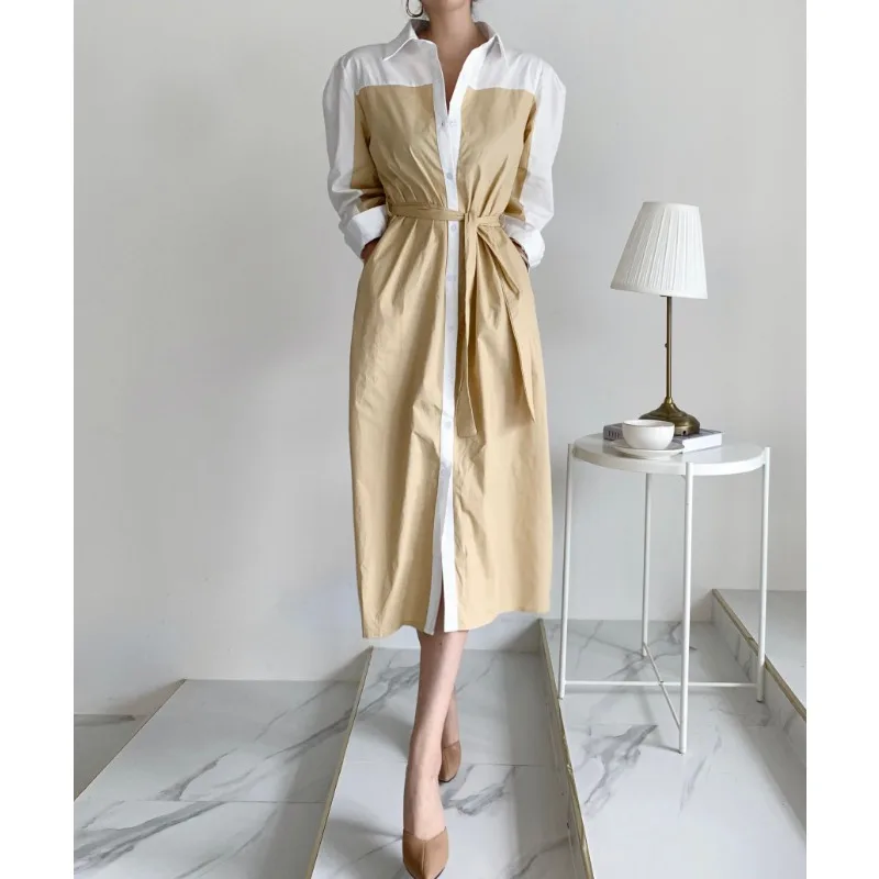 2023 Autumn Vintage Long Sleeve Patchwork Elegant Midi Dresses Women Casual Turn Down Collar Belted Korean Chic A-Line Dress
2023 Autumn Vintage Long Sleeve Patchwork Elegant Midi Dresses Women Casual Turn Down Collar Belted Korean Chic A-Line Dress