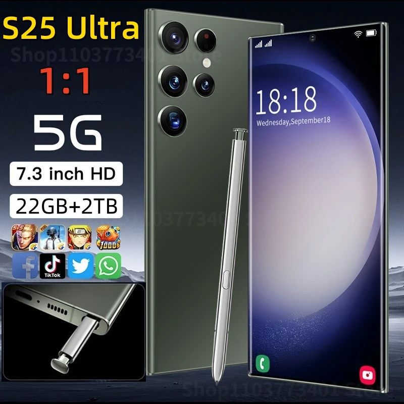 S25 Ultra Mobile Phones 7.3 HD Screen SmartPhone Original 22GB+2TB 4G 5G Dual Sim Celulares Android Unlocked 7000mAh S24 Ultra
S25 Ultra Mobile Phones 7.3 HD Screen SmartPhone Original 22GB+2TB 4G 5G Dual Sim Celulares Android Unlocked 7000mAh S24 Ultra