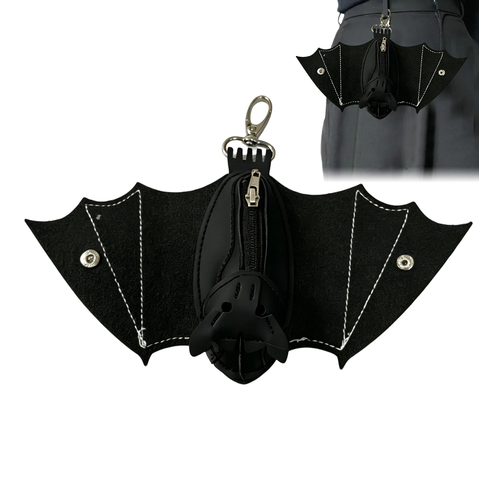 20cm PU Leather Bat Gothic Coin Purse with Foldable Wings Keychain Change Purse for Shopping Travel Work School Outdoor DailyUse 20cm PU Leather Bat Gothic Coin Purse with Foldable Wings Keychain Change Purse for Shopping Travel Work School Outdoor DailyUse