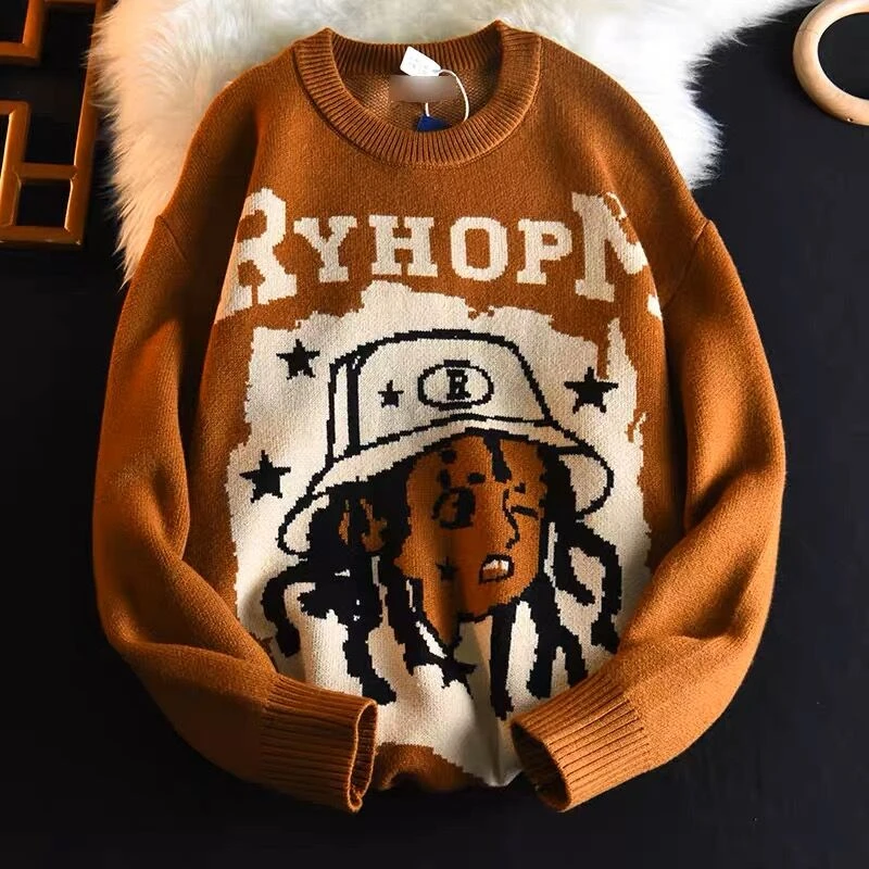 High Street Sweater Top Creative Embroidery Knitwear Hip Hop Couple Loose Autumn Winter Pullover Cartoon Sweater Y2k Clothing
High Street Sweater Top Creative Embroidery Knitwear Hip Hop Couple Loose Autumn Winter Pullover Cartoon Sweater Y2k Clothing