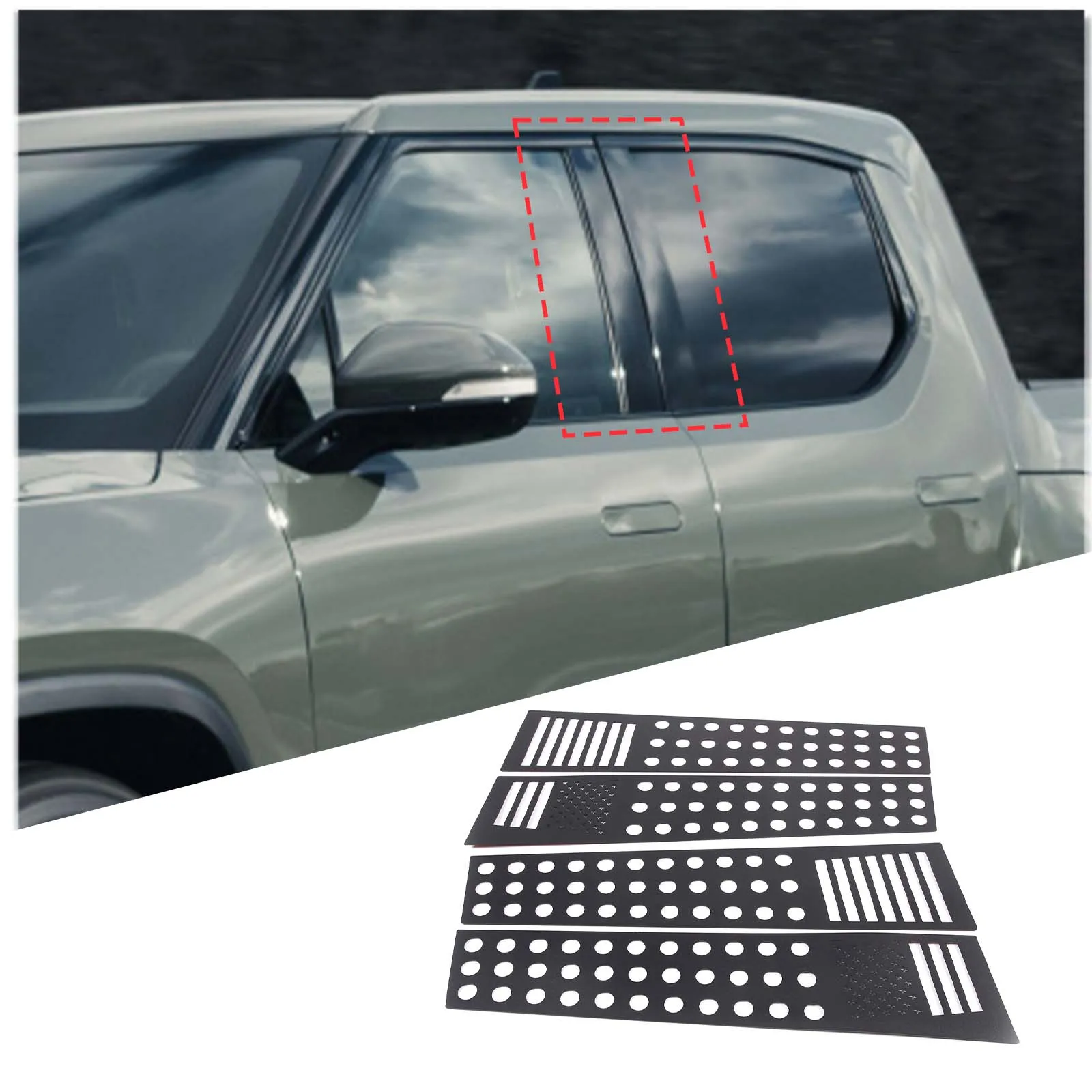 

Для автомобильного окна из алюминиевого сплава, в-столбик, декоративная наклейка, аксессуары для автомобиля, для riveran R1T/R1S 2022-2023