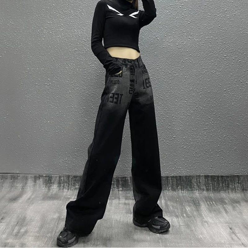 Black Gothic Streetwear Women Jeans Summer Bf Harajuku Vintage High Waist Letter Printing Denim Pants Loose All Match Trousers
Black Gothic Streetwear Women Jeans Summer Bf Harajuku Vintage High Waist Letter Printing Denim Pants Loose All Match Trousers