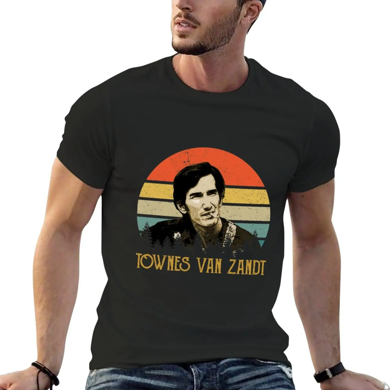 

Футболка Townes Van Zandt в стиле ретро, футболки с графическим рисунком, футболки большого размера, мужские футболки большого и высокого размера